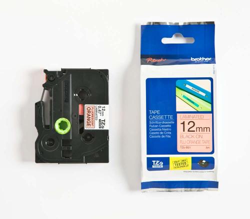 TZE-B31, 12 mm svart på orange neon