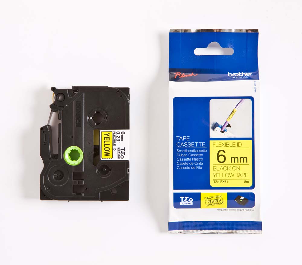 TZE-FX611, 6 mm svart på gul