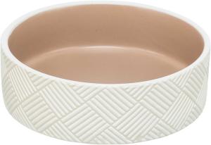 Trixie Keramisk skål med mönster, 0,4 l/ø 14 cm, vit/beige
