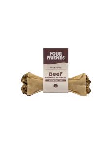 Four Friends Beef rawhide chew bone with goat 12 cm