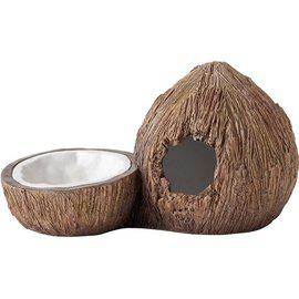 Exo Terra Grotta kokosnöt med mat/vattenskål