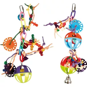 Fågelleksak Parakit Ball With Strings 16x30cm