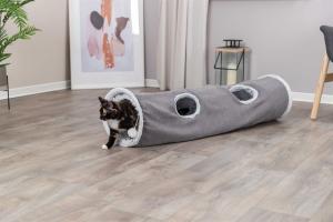 Harvey kattunnel, plysch, ø 27 × 116 cm, grå