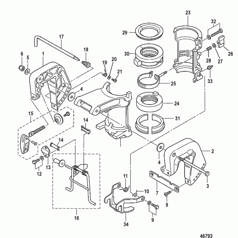 Fjäder friktionsskruv rigg Mercury