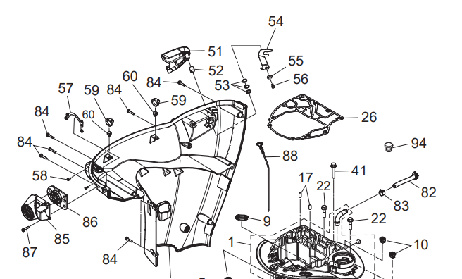 Låsning motorkablage Tohatsu