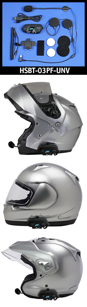 J&M Performance BT-03 Series Bluetooth® Headset Universal-Style for most Flip-up Modular/Full-Face/Open-Face Helmets # HSBT-03PF-UNV