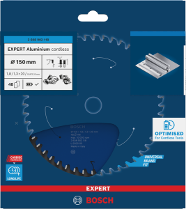 Bosch EXPERT Aluminium Cirkelsågklinga 150x1,8/1,3x20mm 48T
