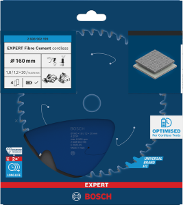 Bosch EXPERT Fibre Cement Cirkelsågklinga 160x1,8/1,2x20mm 4T