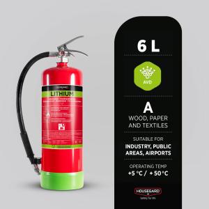 Housegard 6 liter AVD brandsläckare Röd LITHEX6 13A