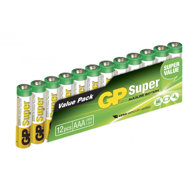 GP Batteries Super Alkaline AAA-Batteri 12-pack