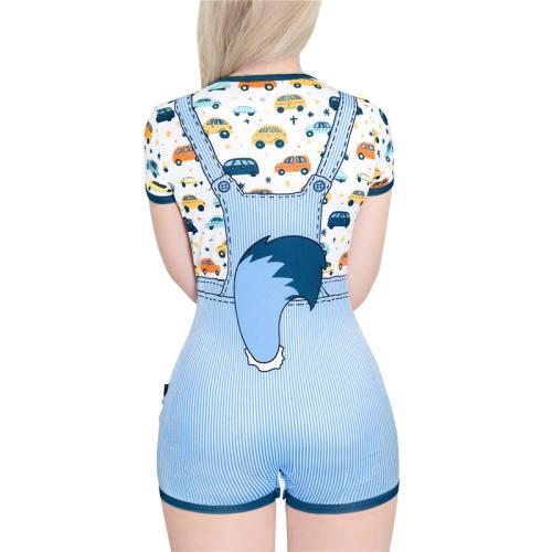 Little Blue Furrytail Racecar Romper Bodysuit