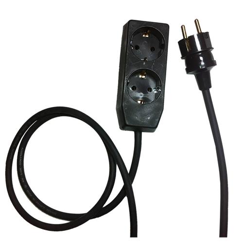2m Extension Cord 2 Socket