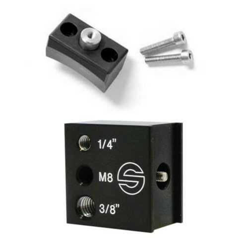 Accessory mount with 1/4 in, M8, 3/8 in tap holes