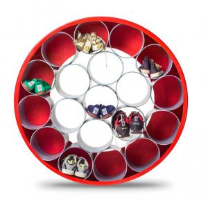 Storage Compartment Round, red and grey