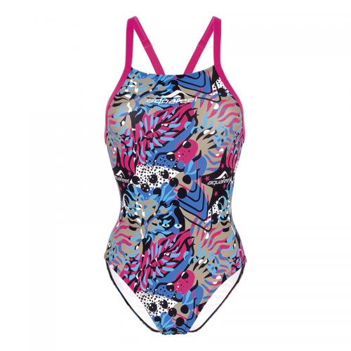 Baddräkt Motion back, rosa/blå/grå