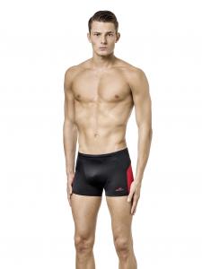 Swimming Trunks Minishorts, Black with red strips
