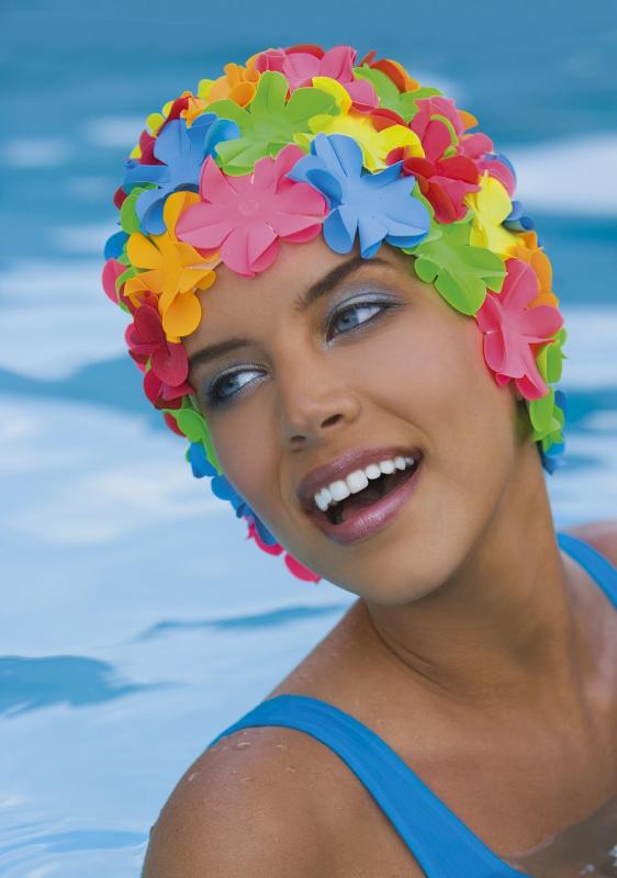 Swim cap flowery multi colored