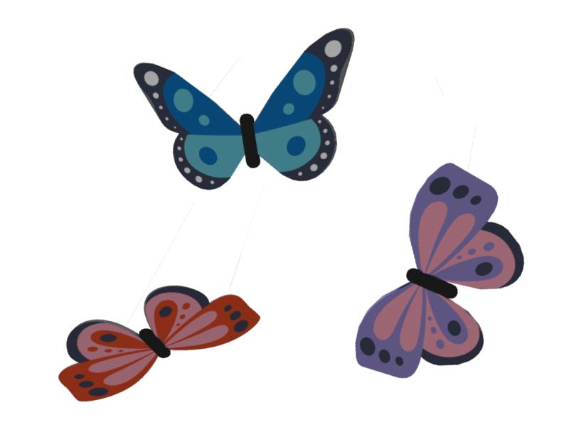 Fjäril tak-motiv - Tjocklek 19mm - 3st/förp