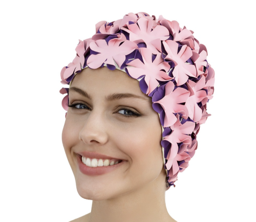 Badmössa Blommig Rosa/Lila