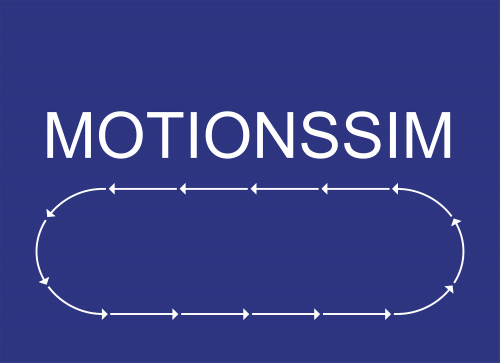 Skylt Text. Motionssim + pilar mot vänster