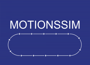 Skylt Text. Motionssim + pilar mot höger