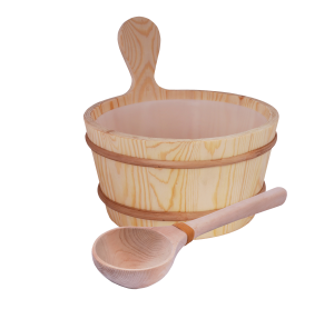Wooden bucket with scoop