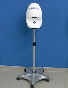 Disinfection Shower for hands incl. rolling footrest