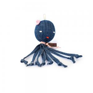 Hund och kattleksak i denim formad som en bläckfisk