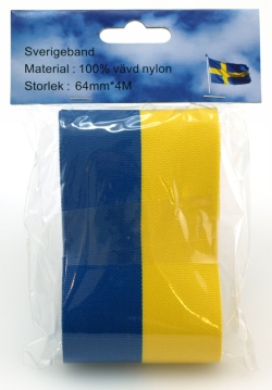 Sverigeband 64mm x 4meter Gul & Blå