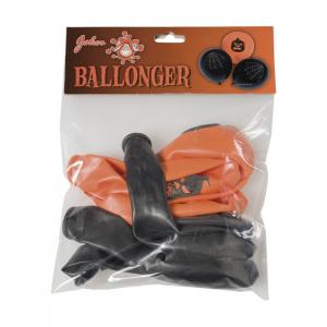 Ballonger Svarta och Orange med tryck 6pack