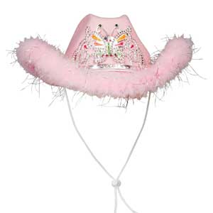 Cowboyhatt rosa ludd & glitter