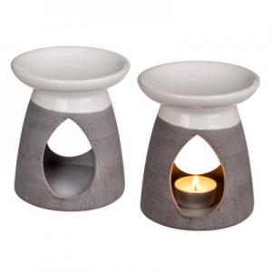 Aromalampa keramik Vit-Grå H12cm
