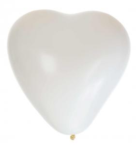 Ballong 15" vit hjärta 8-pack