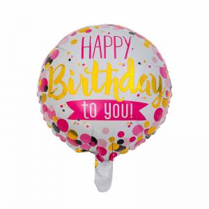 Folieballong Rosa Happy Birthday