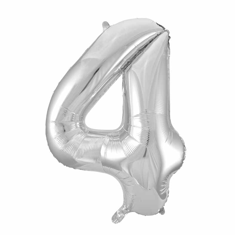 Folieballong Silver 0-9 H86cm