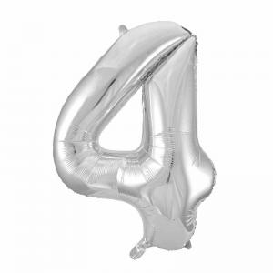 Folieballong Silver 0-9 H86cm