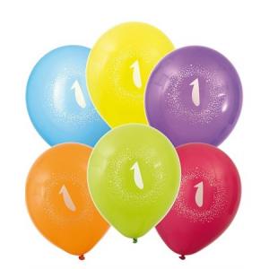 Ballonger med siffror 6pack 1-10år