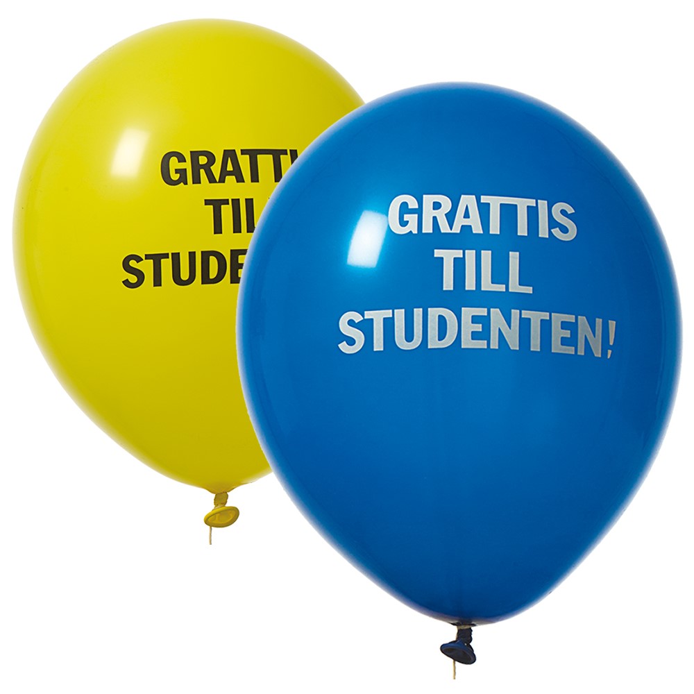 Ballonger 24p Gul-Blå med text Student