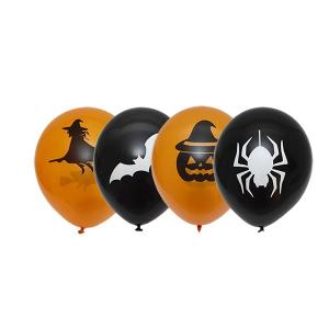 Ballonger Svarta och Orange med tryck 6pack