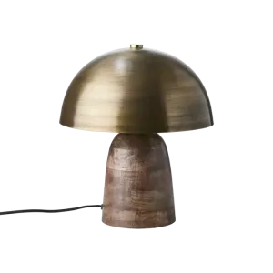 Bordslampa Fungi Mässing-Trä H38cm