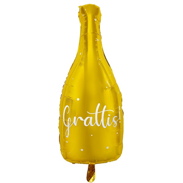 Folieballong Guldflaska med text Grattis H94cm