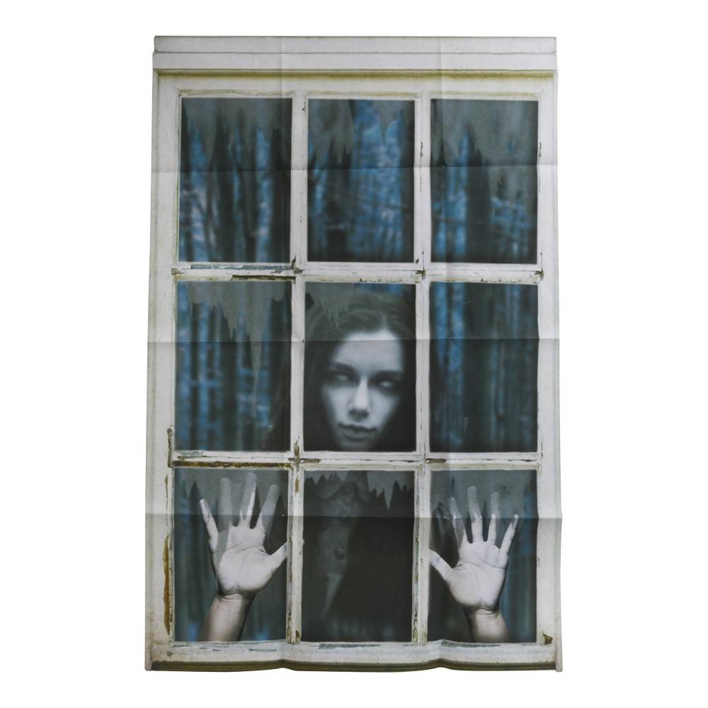 Fönsterdekoration läskig kvinna 120x80cm