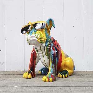 Hund bulldog med glasögon 26cm