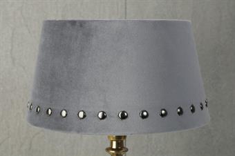 Lampskärm 20x25cm sammet med nitar rund Grå