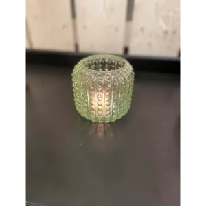 Ljuslykta Grön i glas 10 x 9cm