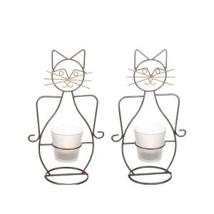 Ljuslykta katt i smide H28cm
