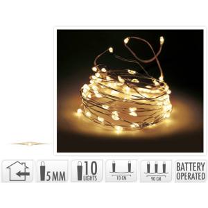 Ljusslinga 10st lampor silvertråd batteri