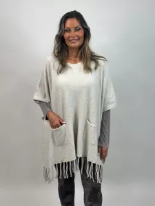 Poncho m fransar MAUD beige Onesize