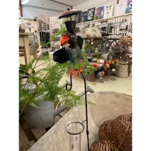 Regnmätare fågel med hatt i plåt H115cm