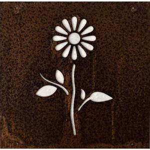 Skylt Blomma rost 14x14cm 